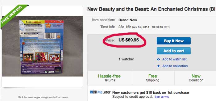 Outrageous 'Buy It Now' prices for Beauty and the Beast: The Enchanted Christmas'