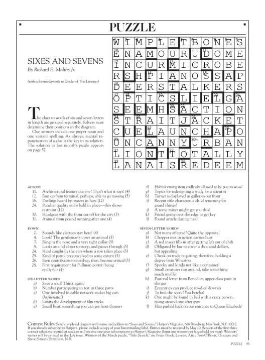 May 2013 Harpers cryptic crossword solution May 2013 Harpers cryptic crossword solution