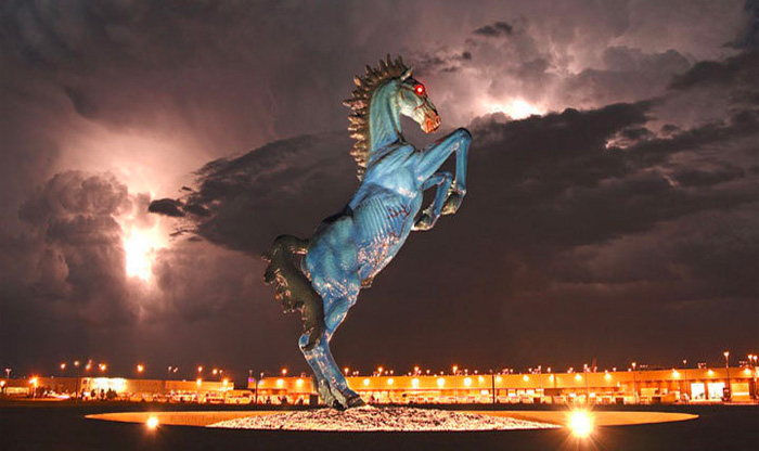 Bronco outside Denver Internataional Airport