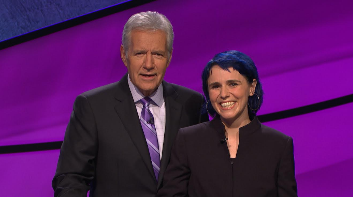 erica dreisbach + Alex Trebek on Jeopardy