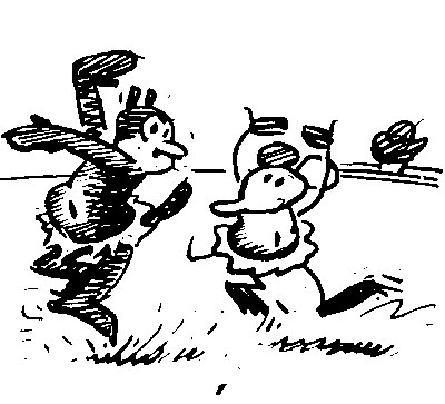 black and white cartoon of Krazy and Ignatz dancing | Tacky Harper's Cryptic Clues