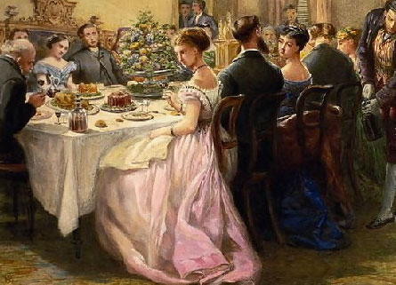 illustration of a Victorian dinner | Tacky Harper's Cryptic Clues